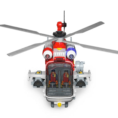 Elicopter Multifunctional cu Sunete si Lumini, Jucarie Interactiva Educativa cu Functii Realiste, Accesorii de Salvare si Lansator Masinute pentru Copii Imaginativi, 56x17x22 Cm, + 3 Ani - LUDIRO