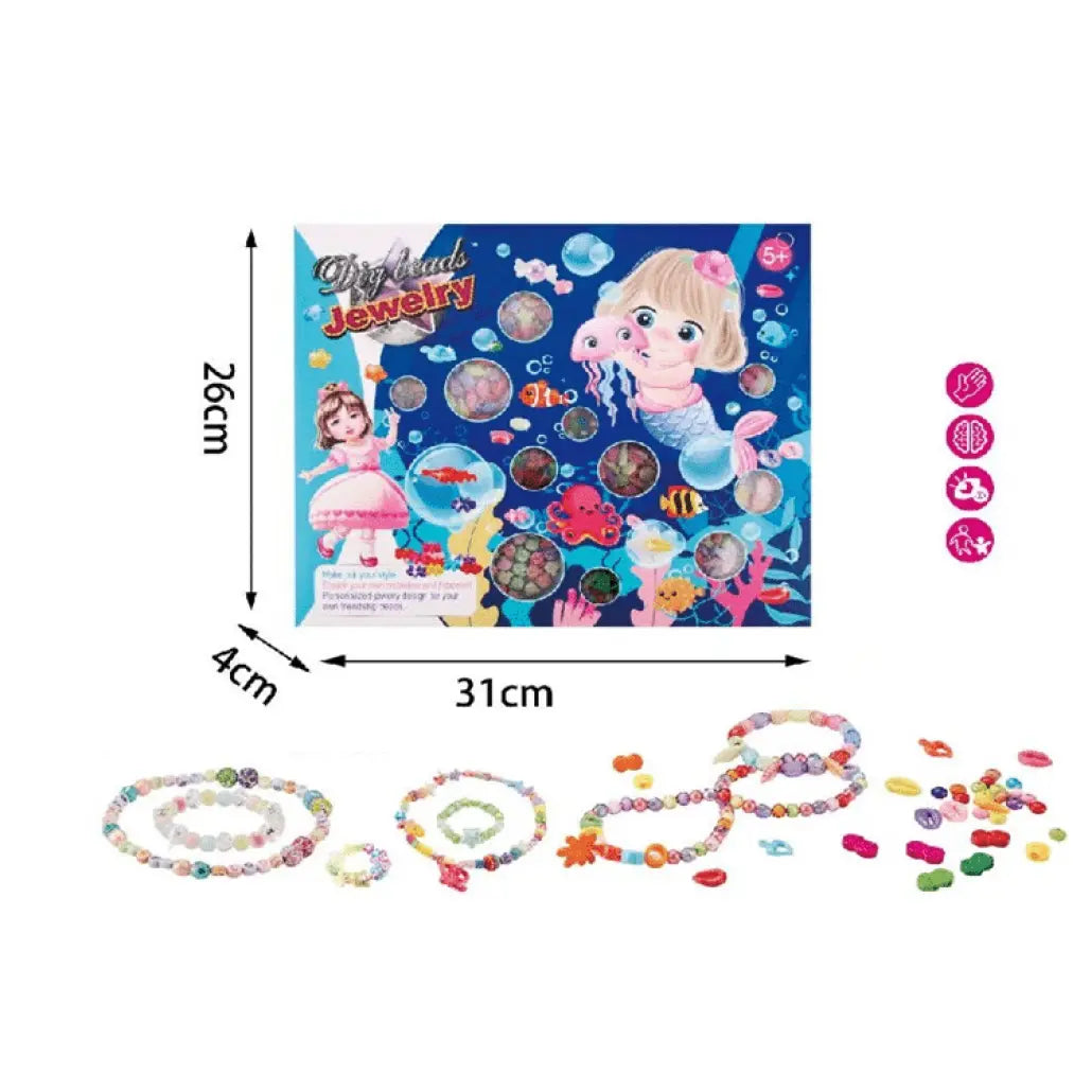 Set pentru Artizanat, Bratari cu Margele, Relief Ocean, Albastru, 31x4x26 cm, + 5 Ani - LUDIRO