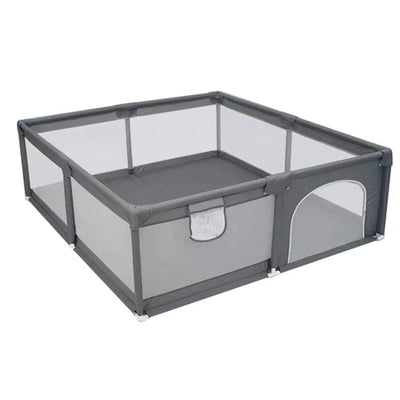 Tarc de Joaca pentru Copii, 1-5 Ani, 180x150x66 Cm, Spatiu Sigur si Generos, Cu Plasa Moale, Protectie la Colturi si Structura Stabila, Ideal pentru Interior si Exterior, Usor de Asamblat, Gri - LUDIRO