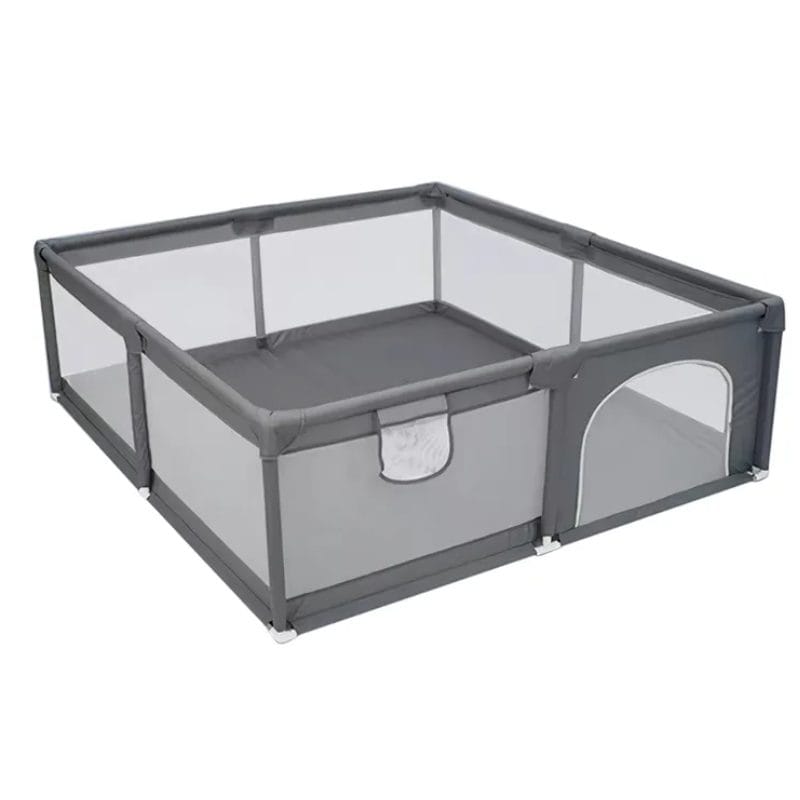 Tarc de Joaca pentru Copii, 1-5 Ani, 180x150x66 Cm, Spatiu Sigur si Generos, Cu Plasa Moale, Protectie la Colturi si Structura Stabila, Ideal pentru Interior si Exterior, Usor de Asamblat, Gri - LUDIRO