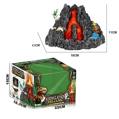 Set Interactiv Vulcan, 6 Dinozauri, Functie Eruptie cu Abur, Lumini Led, Sunete Realiste, Material Rezistent 18x17x11 Cm, +3 Ani - LUDIRO
