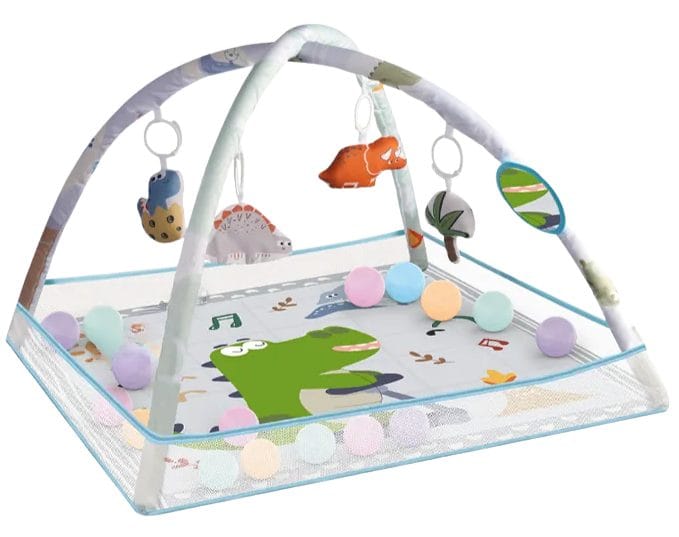 Centru de Activitati pentru Bebelusi cu Tematica Dinozauri, 75x75x52 Cm, Cu Jucarii Educationale Detasabile, Functie de Sunet, Oglinda, Ideal pentru Dezvoltarea Abilitatilor Sensoriale si Motorii - LUDIRO