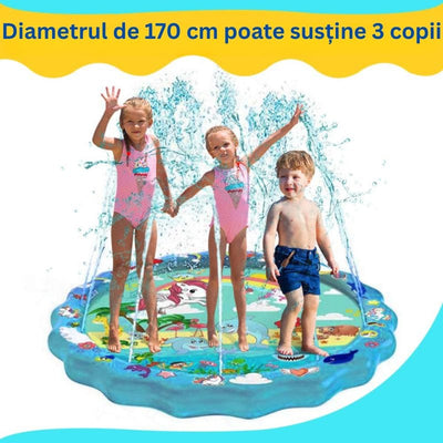 Covoras cu Apa pentru Joaca LUDIRO, Diametru 170 Cm, Fantana Arteziana Interactiva cu Animalute, Unicorn si Delfini, Joaca Distractiva si Educativa in Gradina pentru Copii, 1-6 Ani - LUDIRO