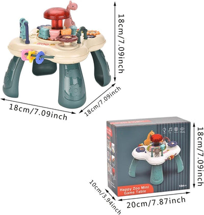 Resigilat - Mini Masuta Interactiva Educativa pentru Bebelusi, Parcul Zoologic, Lumini si Sunete, Activitati Multiple, 18x18x18 Cm, + 18 Luni - LUDIRO