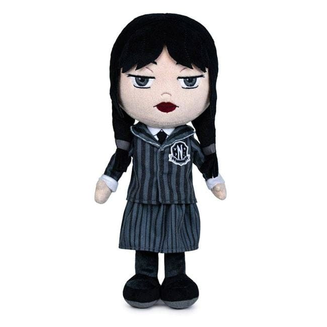 Păpușă de Plus Wednesday Addams 25 cm – Jucărie Moale, Originală Giochi Preziosi, Cadoul Perfect pentru Copii - LUDIRO