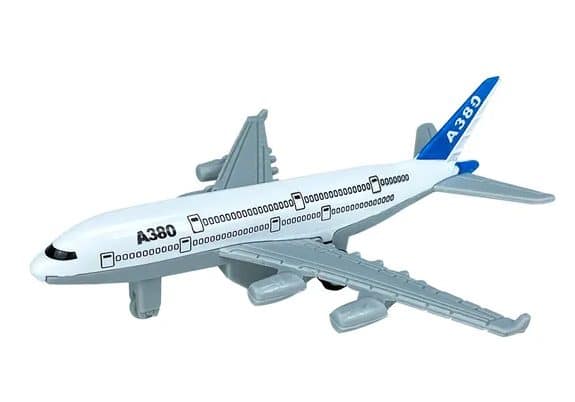 Avion in Miniatura, Pull Back, Alb Albastru, 13.5x11x2 Cm, + 3 Ani - LUDIRO