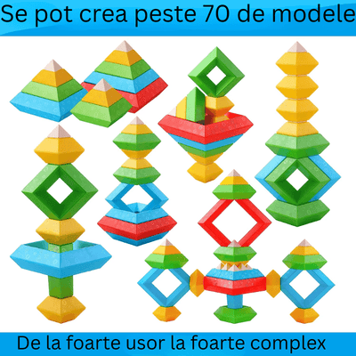 Set 30 Piese Colorate de Stivuit pentru Copii 1-5, Jucarie Educationala STEM - LUDIRO