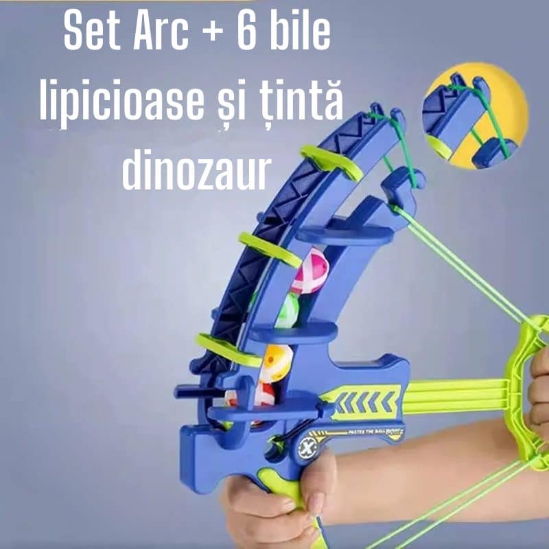 Joc Darts pentru Copii cu Arc Elastic, Tinta Dinozaur, Include 6 Mingi, + 3 Ani - LUDIRO