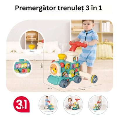 Prezentarea trenulețului cu pian, telefon de jucărie și activități manuale