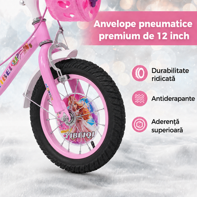 Anvelopă pneumatică aderentă de 12 inch și frână față tip V