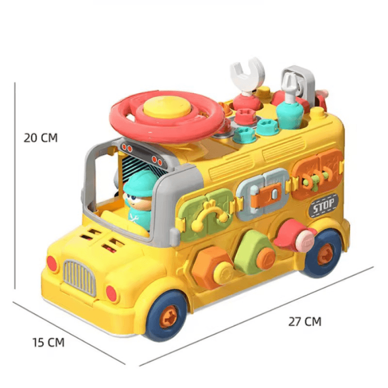 Dimensiunile autobuzului educativ LUDIRO: 27 × 15 × 20 cm.