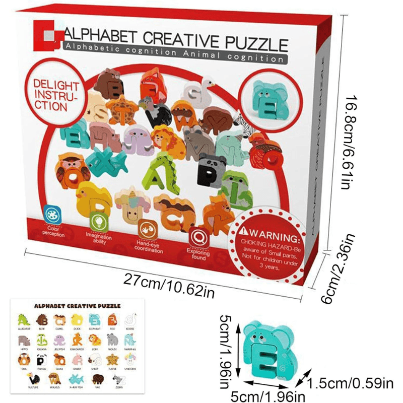 Set Alfabet Creativ din Lemn Ludiro, Litere cu Animale Montessori, Educatie prin Joaca, + 3 Ani - LUDIRO