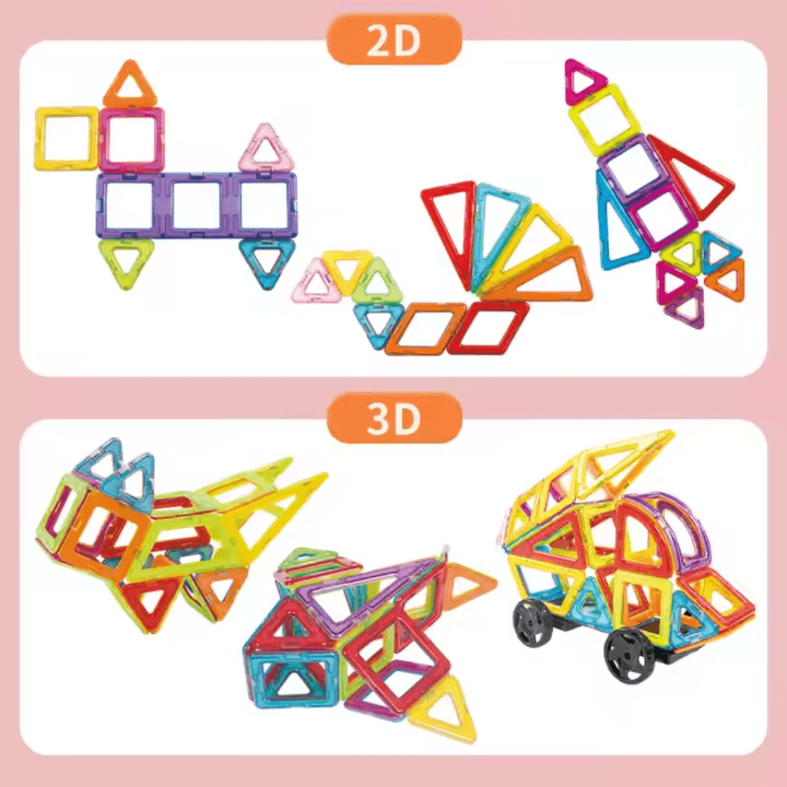 Set Magnetic Constructii 86 Piese , Joc Educativ STEM 3D pentru Copii +3 Ani - LUDIRO