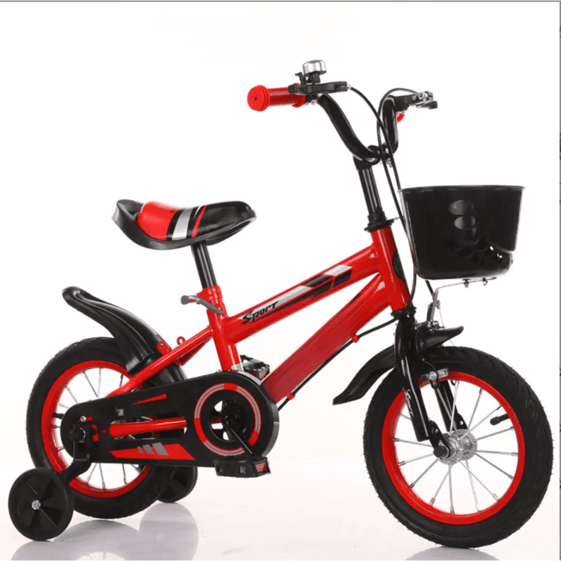 Bicicleta pentru Copii Ludiro 16 Inch, Diametru Roti 40 Cm, cu Frane Fata-Spate, Roti Ajutatoare, Cauciucuri Anti-Alunecare si Cadru din Otel, Ideala pentru Copii de 5-7 Ani, Rosu - LUDIRO