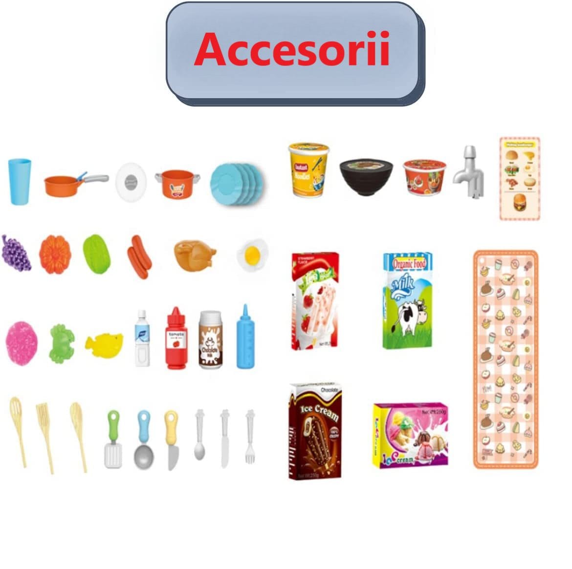 Resigilat - Set de Joaca Bucatarie Multifunctionala pentru Copii, 42 Piese, Lumini si Sunete Realiste, Aragaz, Cuptor, Chiuveta Functionala cu Apa, Bej Rose, 63x47x23 Cm - LUDIRO