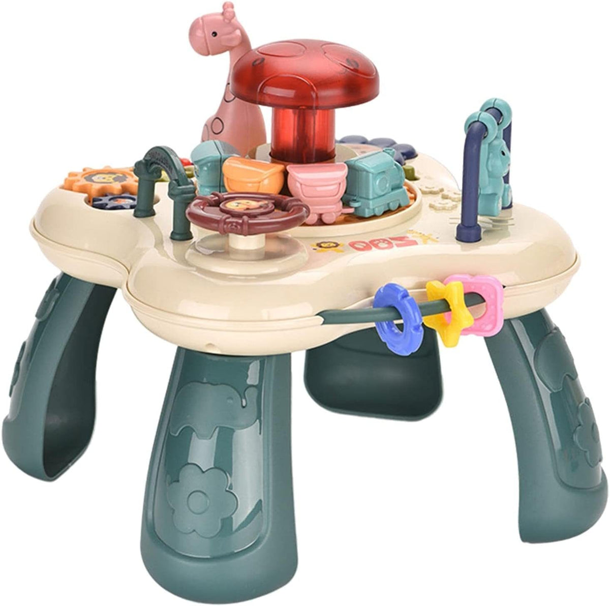 Resigilat - Mini Masuta Interactiva Educativa pentru Bebelusi, Parcul Zoologic, Lumini si Sunete, Activitati Multiple, 18x18x18 Cm, + 18 Luni - LUDIRO