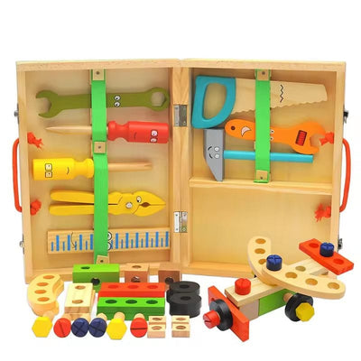 Jucarie Interactiva Montessori, Trusa de Unelte din Lemn pentru Copii, Educativa si Distractiva pentru Micii Mesteri, + 3 Ani - LUDIRO