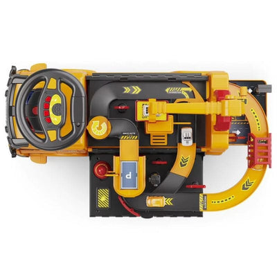 Camion 4 in 1 cu Functie Ride-On, Circuit Interactiv si Macara, Jucarie Educativa pentru Copii cu Volan Multifunctional, Lumini si Sunete, + 3 Ani - LUDIRO