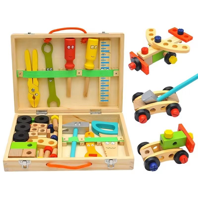 Jucarie Interactiva Montessori, Trusa de Unelte din Lemn pentru Copii, Educativa si Distractiva pentru Micii Mesteri, + 3 Ani - LUDIRO