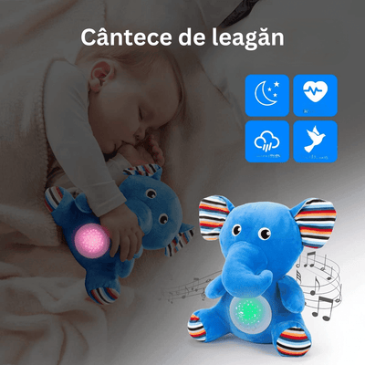 Jucarie de Plus, Elefant, Efecte de Proiectie, Lumini si Sunete pentru Bebelusi, Diferite Functii, 29 Cm, + 0 Luni - LUDIRO