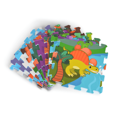 Covor Puzzle din Spuma EVA pentru Copii Ludiro, Set 9 Piese Educationale cu Lumea Dinozaurilor - LUDIRO