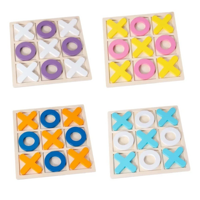 Joc X și 0 din Lemn, Tablă Tic-Tac-Toe 30×30 cm, Culori Aleatorii 3+ ani - LUDIRO