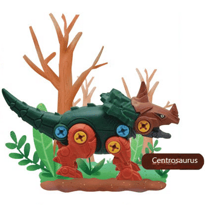 Jucarie Interactiva STEM DIY, Dinozaur de Construit, Centrosaurus, Surubelnita Inclusa, Culori Aleatorii, 19x10x5.5 Cm, + 3 Ani - LUDIRO