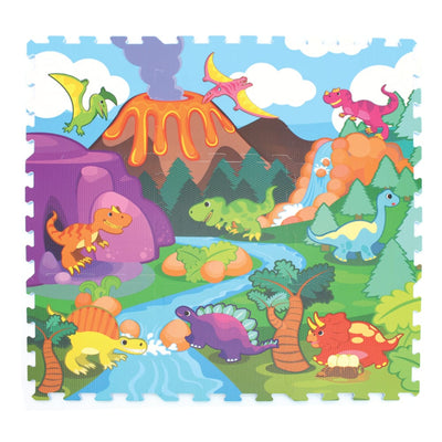 Covor Puzzle din Spuma EVA pentru Copii Ludiro, Set 9 Piese Educationale cu Lumea Dinozaurilor - LUDIRO