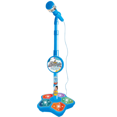 Microfon Karaoke pentru Copii cu Stativ Reglabil, Sunete, Lumini si Functie MP3, Albastru - LUDIRO