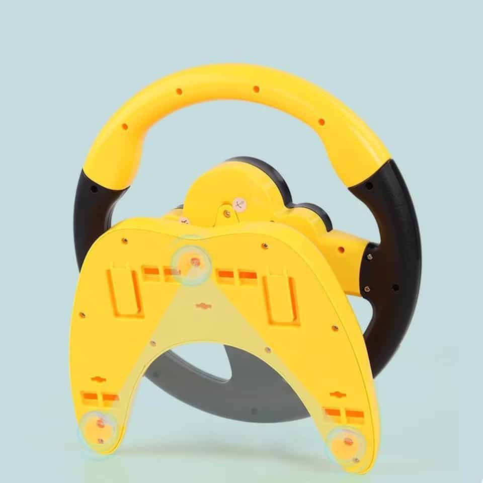 Volan Interactiv cu Sunete si Lumini, Simulator de Condus, cu Suport si Prindere Ventuze, Rotire 360 grade, Galben Negru, + 3 Ani - LUDIRO