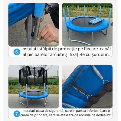 Trambulina pentru Copii 3-10 Ani Ludiro, Plasa de Siguranta, Diametru 183 Cm, Inaltime 210 Cm, Albastru - LUDIRO