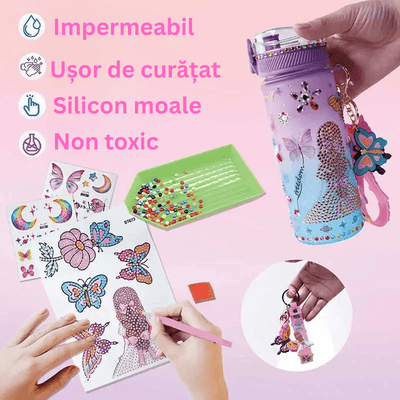 Sticla Apa Copii Ludiro 600 Ml de Decorat cu Diamante si Stickere, Creativitate Zilnica - LUDIRO