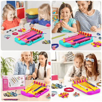 Set Creativ Bratarile Prieteniei 2 in 1 cu Razboi de Tesut, Margele, Fire si Accesorii Colorate, Ludiro, +6 Ani - LUDIRO