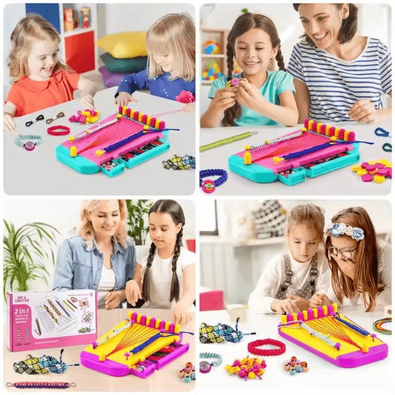 Set Creativ Bratarile Prieteniei 2 in 1 cu Razboi de Tesut, Margele, Fire si Accesorii Colorate, Ludiro, +6 Ani - LUDIRO
