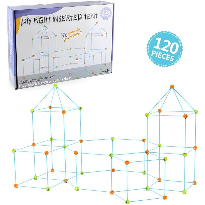 Set de Constructie Forturi pentru Copii, 120 Piese, Incurajeaza Imaginatia si Creativitatea Micutului Tau, Joc Educativ si Interactiv pentru Dezvoltarea Abilitatilor Motorii si Cognitive, + 3 Ani, Uti - LUDIRO