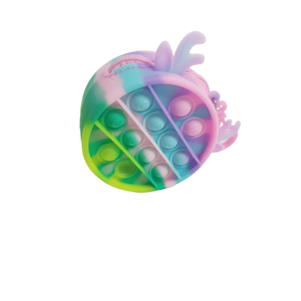Jucarie Portofel Pop It - Ren, Diametru 9 cm, Multicolora - LUDIRO