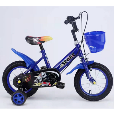 Resigilat - Bicicletă copii 12 inch Ludiro, albastră, cu roți ajutătoare detașabile, coș frontal și clopoțel, 2-5 ani - LUDIRO