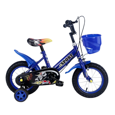 Resigilat - Bicicletă copii 12 inch Ludiro, albastră, cu roți ajutătoare detașabile, coș frontal și clopoțel, 2-5 ani - LUDIRO