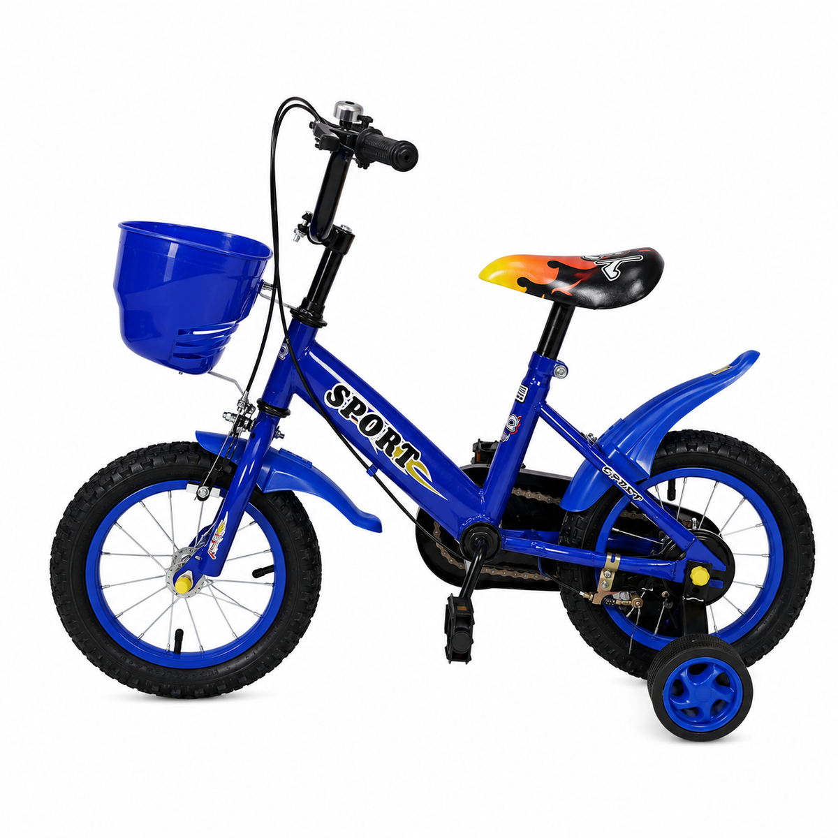 Resigilat - Bicicletă copii 12 inch Ludiro, albastră, cu roți ajutătoare detașabile, coș frontal și clopoțel, 2-5 ani - LUDIRO