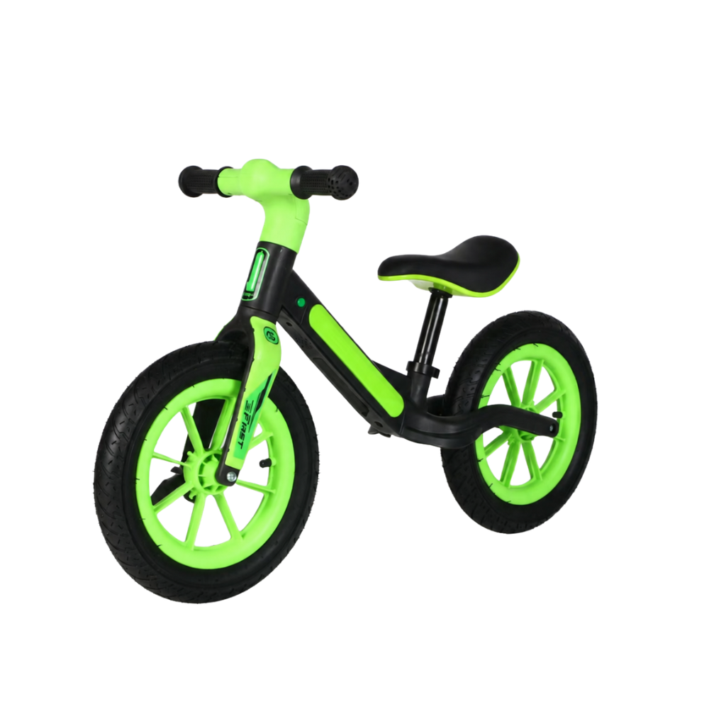 Bicicletă de echilibru Ludiro 12 inch verde, cu lumini LED și sunete, 2-5 ani - LUDIRO