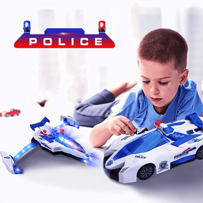 Masinuta de Politie Transformabila in Avion, Cu Sunete si Lumini Led Interactive, 25.4x5x11 Cm, Alb Albastru, + 3 Ani - LUDIRO