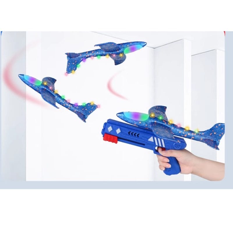 Set Educativ de Joacă în Aer Liber 3 în 1 – Zmeu, Avion, Proiectile din Spumă cu LED, 3 ani+ - LUDIRO