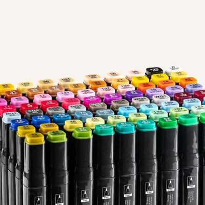 Set 168 Markere Profesionale, Culori Multicolore Vibrante cu Cerneala pe Baza de Alcool, Cu Doua Capete, Subtire si Gros, Ideal pentru Copii Creativi, Stimuleaza Imaginatia si Dezvoltarea Artistica, I - LUDIRO