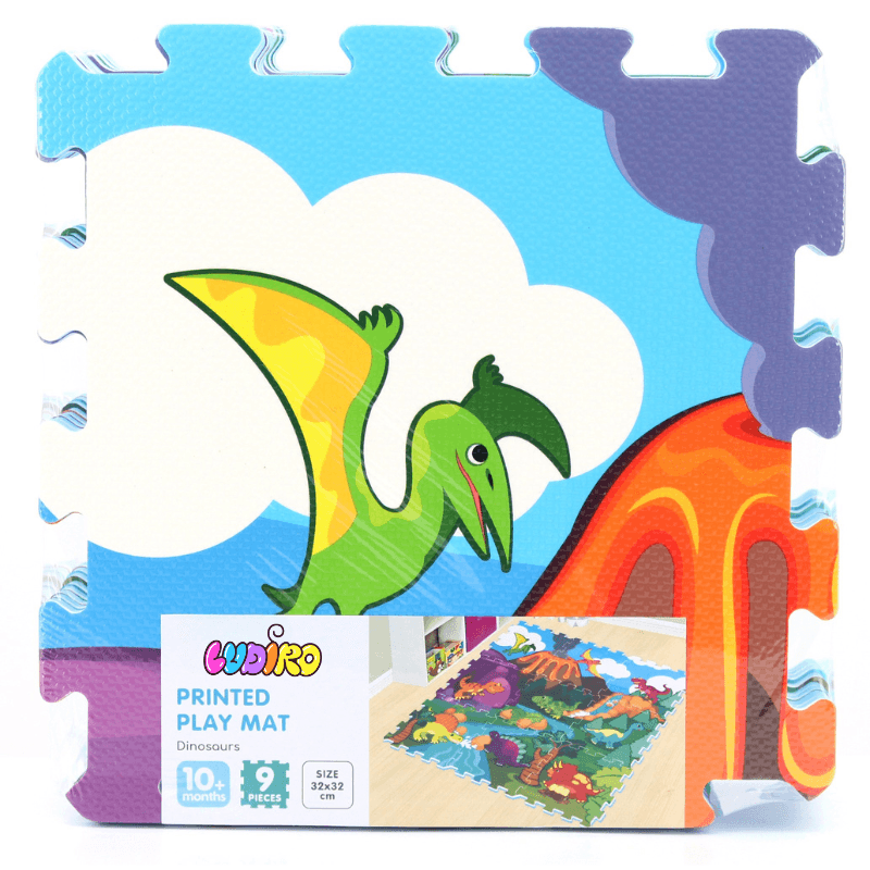Covor Puzzle din Spuma EVA pentru Copii Ludiro, Set 9 Piese Educationale cu Lumea Dinozaurilor - LUDIRO