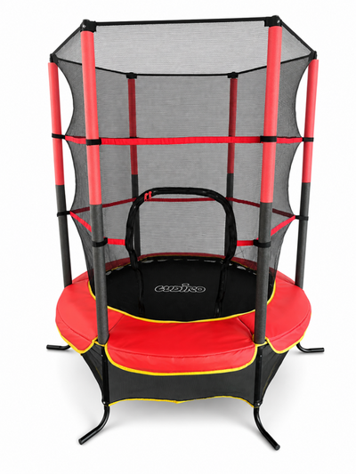 Trambulina pentru Copii LUDIRO, Diametru 140 Cm, Inaltime 160 Cm, Cu Plasa de Siguranta, Suporta 200 kg, Interior sau Exterior, Pentru Dezvoltarea Echilibrului, Rosie, + 3 Ani - LUDIRO