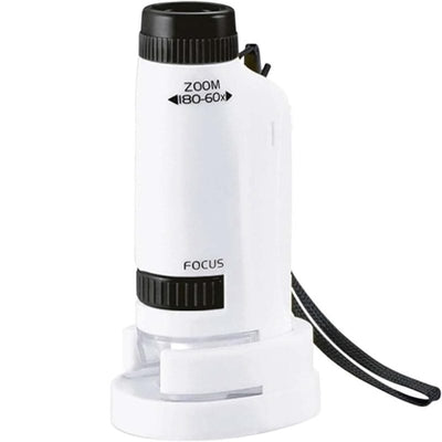Microscop Portabil 60-180x, Exploreaza Lumea Microscopica cu Focalizare Duala, Lumina LED si Suport pentru Telefon Mobil, Ideal pentru Utilizare Interioara si Exterioara, + 6 Ani - LUDIRO