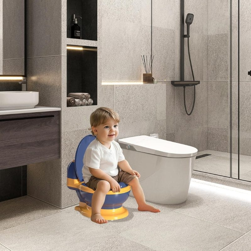 Olita pentru Copii Ergonomica cu Functie Educativa, Design Realist, Capac Rabatabil, Rezervor Detasabil si Compartiment pentru Hartie Igienica, Ideala pentru Tranzitia la Toaleta, + 3 Ani - LUDIRO