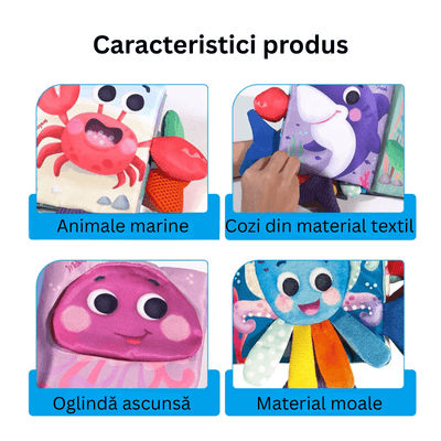 Carte Muzicala Interactiva LUDIRO, Prietenii din Ocean cu Cozi 3D, Lumini Interactive, Pentru Bebelusi +6 Luni - LUDIRO