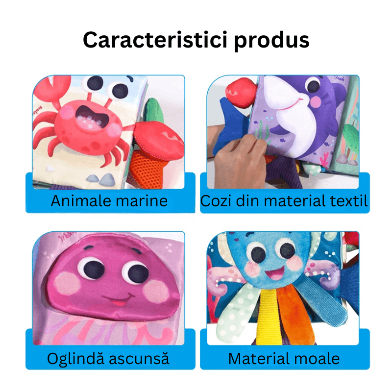 Carte Muzicala Interactiva LUDIRO, Prietenii din Ocean cu Cozi 3D, Lumini Interactive, Pentru Bebelusi +6 Luni - LUDIRO