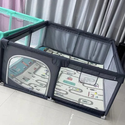 Tarc de Joaca pentru Copii, 1-5 Ani, 180x150x66 Cm, Spatiu Sigur si Generos, Cu Plasa Moale, Protectie la Colturi si Structura Stabila, Ideal pentru Interior si Exterior, Usor de Asamblat, Negru - LUDIRO
